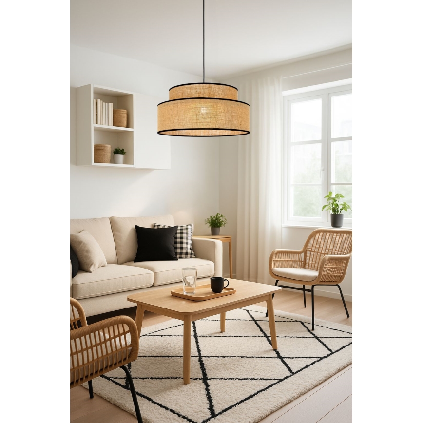 Lampadario a sospensione con filo BOHO 1xE27/60W/230V beige