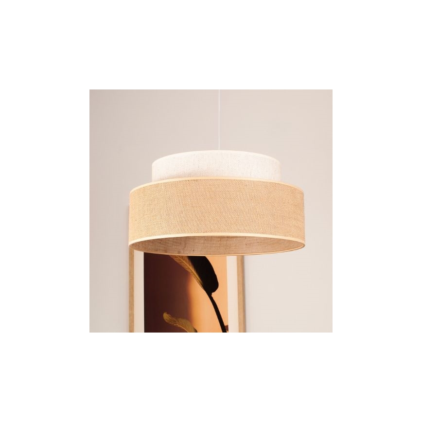 Lampadario a sospensione con filo BOHO 1xE27/60W/230V bianco/beige