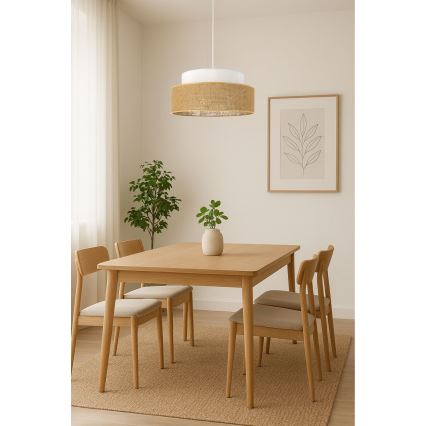 Lampadario a sospensione con filo BOHO 1xE27/60W/230V bianco/beige