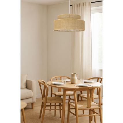 Lampadario a sospensione con filo BOHO 1xE27/60W/230V diametro 40 cm beige
