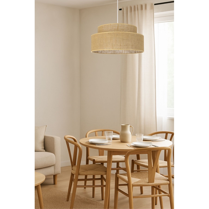 Lampadario a sospensione con filo BOHO 1xE27/60W/230V diametro 40 cm beige