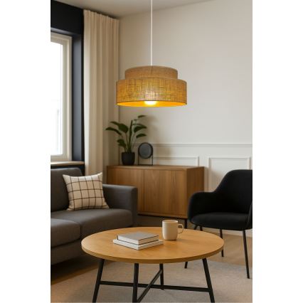 Lampadario a sospensione con filo BOHO 1xE27/60W/230V diametro 40 cm beige