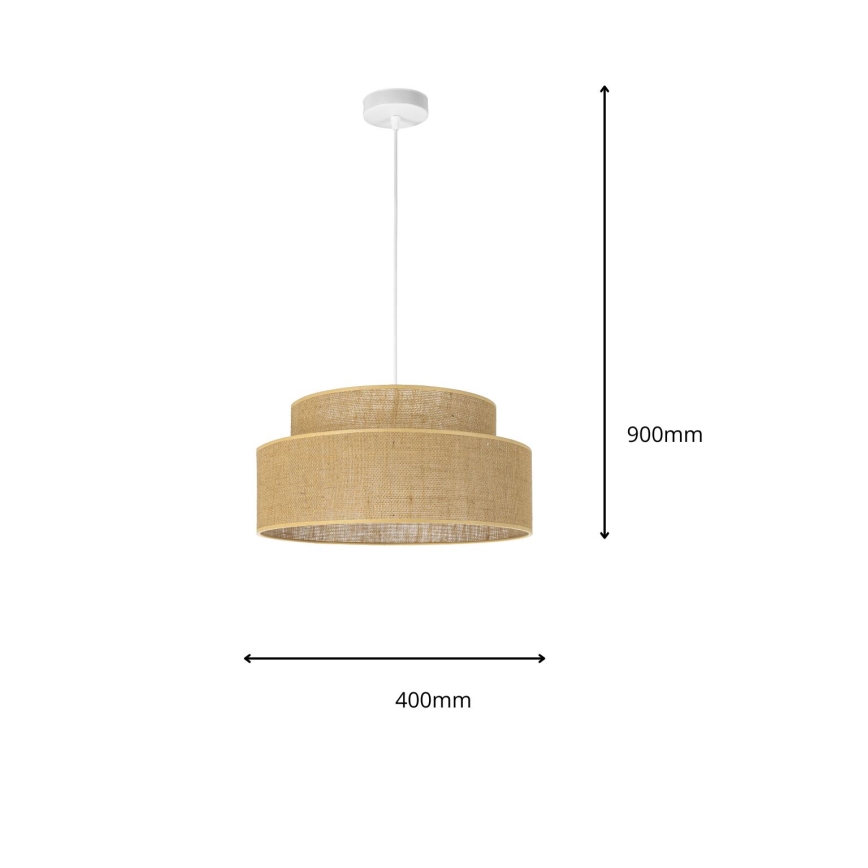 Lampadario a sospensione con filo BOHO 1xE27/60W/230V diametro 40 cm beige