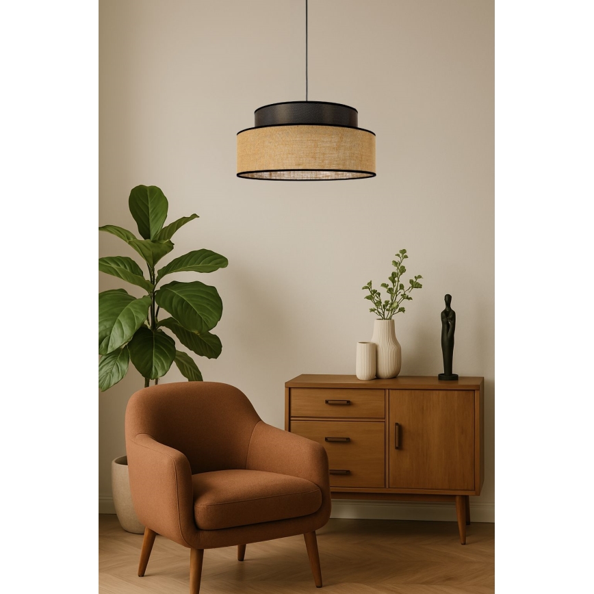 Lampadario a sospensione con filo BOHO 1xE27/60W/230V diametro 40 cm marrone/beige