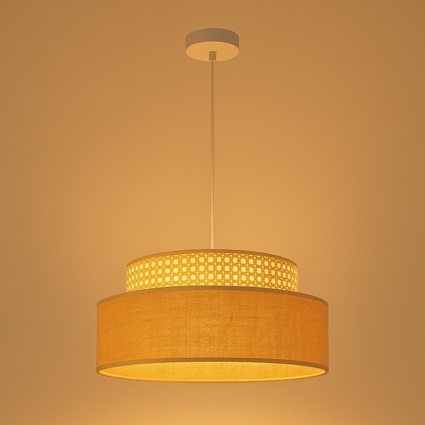 Lampadario a sospensione con filo BOHO 1xE27/60W/230V diametro 40 cm rattan