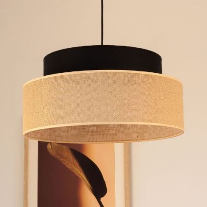 Lampadario a sospensione con filo BOHO 1xE27/60W/230V nero/beige