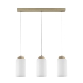 Lampadario a sospensione con filo BOSCO 3xE27/60W/230V quercia