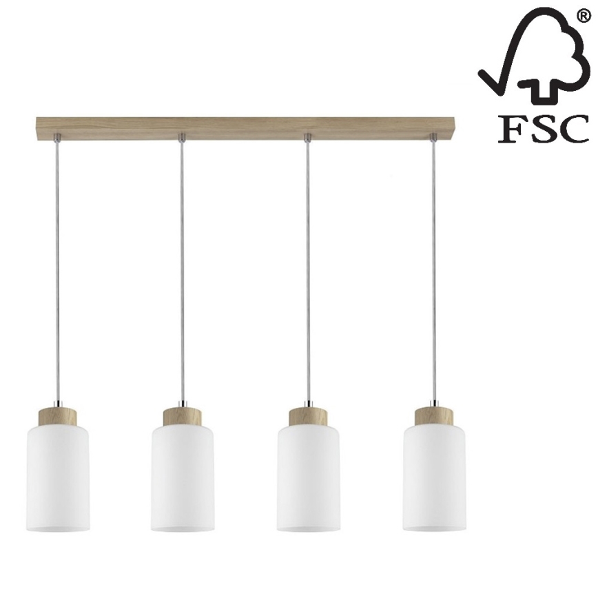 Lampadario a sospensione con filo BOSCO 4xE27/60W/230V - certificato FSC