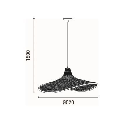 Lampadario a sospensione con filo CALYPSO 1xE27/40W/230V bambù
