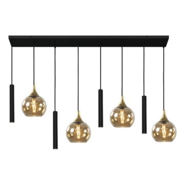Lampadario a sospensione con filo CALYPSO 4xGU10/60W/230V + 4xE27/60W nero/oro