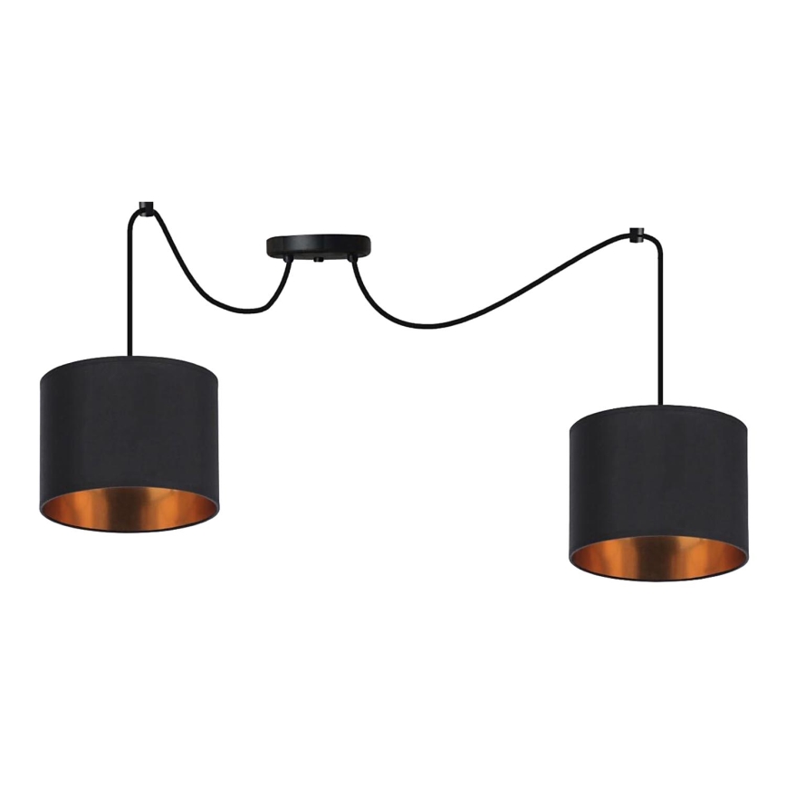 Lampadario a sospensione con filo CANDIDA 2xE27/40W/230V ragno nero/rame