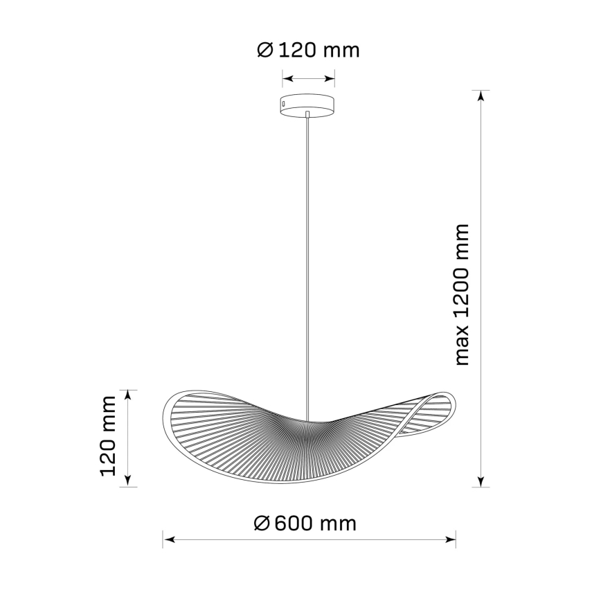 Lampadario a sospensione con filo CAPRI 1xE27/20W/230V diametro 60 cm bambù