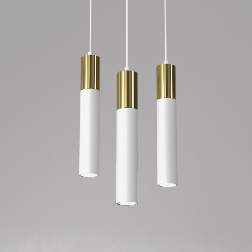 Lampadario a sospensione con filo CASSA 3xGU10/8W/230V bianco/oro