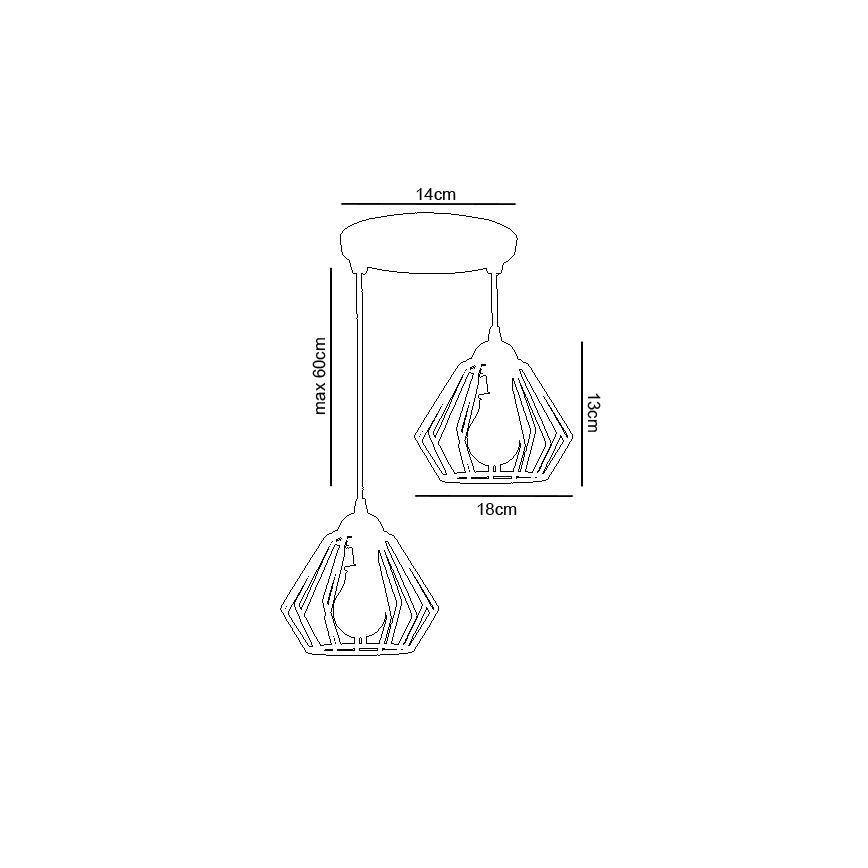 Lampadario a sospensione con filo CEED 2xE27/60W/230V