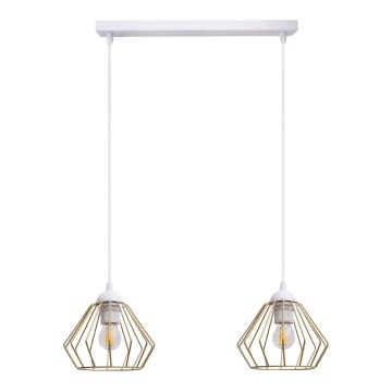 Lampadario a sospensione con filo CEED GOLD 2xE27/60W/230V bianco/oro