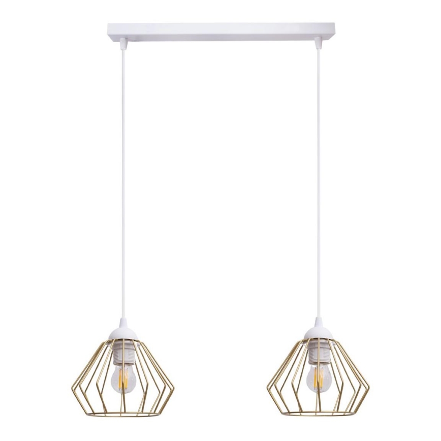 Lampadario a sospensione con filo CEED GOLD 2xE27/60W/230V bianco/oro