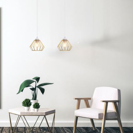 Lampadario a sospensione con filo CEED GOLD 2xE27/60W/230V bianco/oro