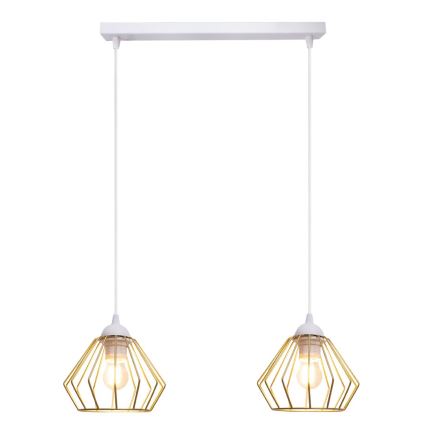 Lampadario a sospensione con filo CEED GOLD 2xE27/60W/230V bianco/oro