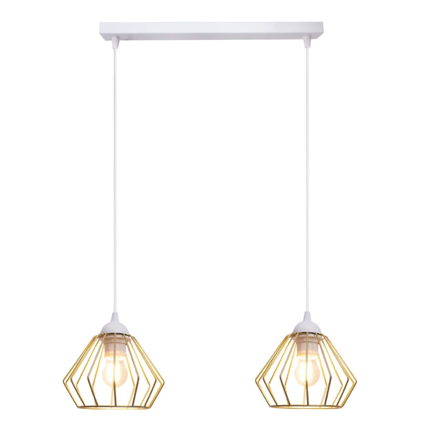 Lampadario a sospensione con filo CEED GOLD 2xE27/60W/230V bianco/oro