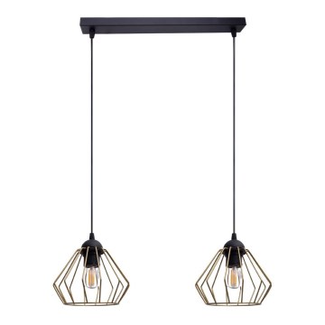 Lampadario a sospensione con filo CEED GOLD 2xE27/60W/230V nero/oro