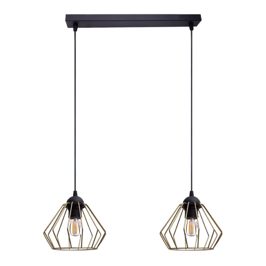 Lampadario a sospensione con filo CEED GOLD 2xE27/60W/230V nero/oro