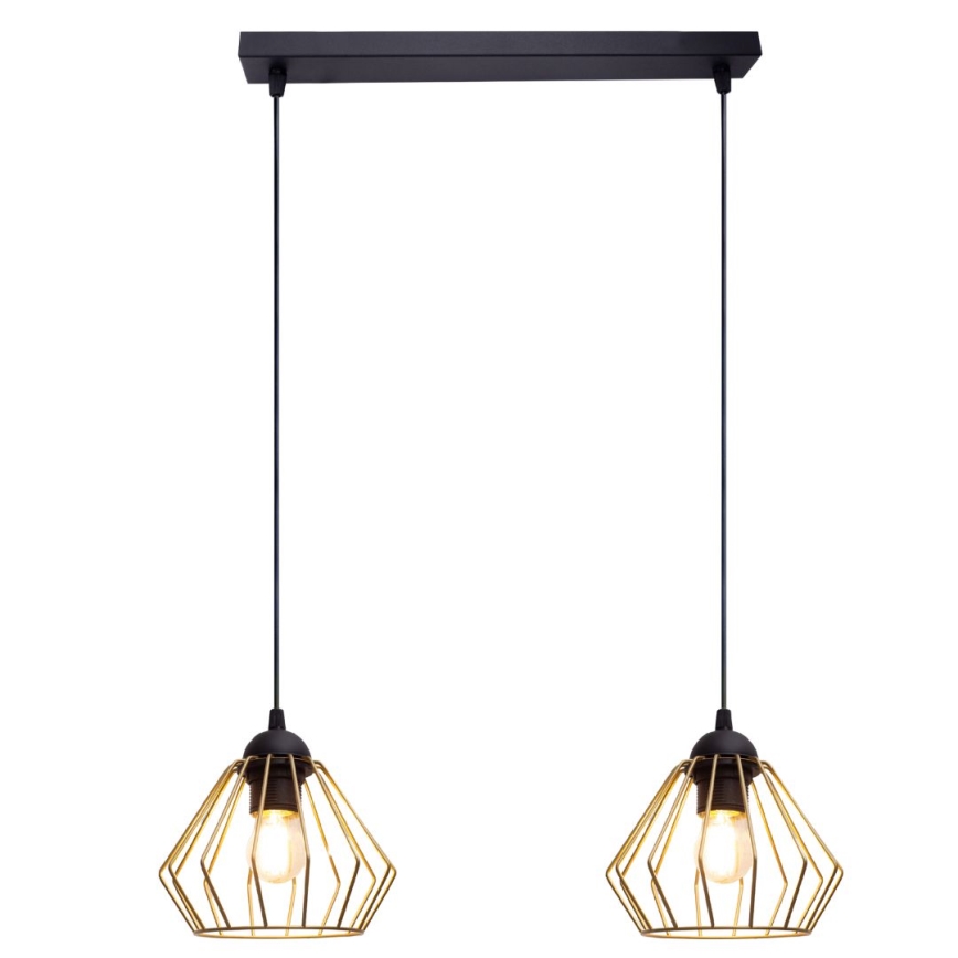 Lampadario a sospensione con filo CEED GOLD 2xE27/60W/230V nero/oro