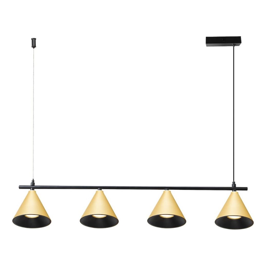 Lampadario a sospensione con filo CONE 4xGU10/10W/230V oro/nero