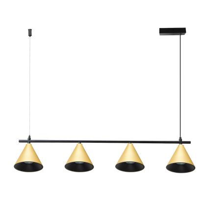 Lampadario a sospensione con filo CONE 4xGU10/10W/230V oro/nero