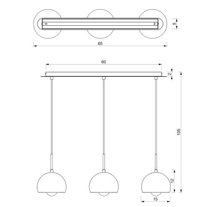 Lampadario a sospensione con filo COOL 3xE27/60W/230V