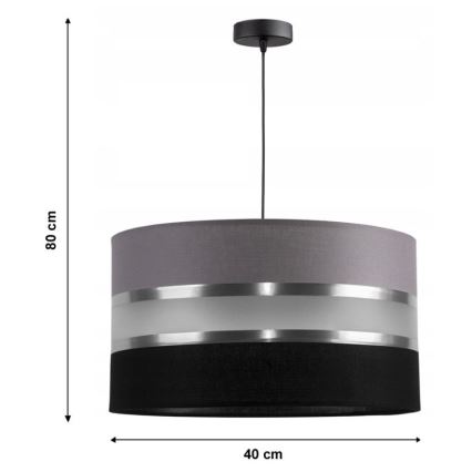 Lampadario a sospensione con filo CORAL 1xE27/60W/230V nero-grigio