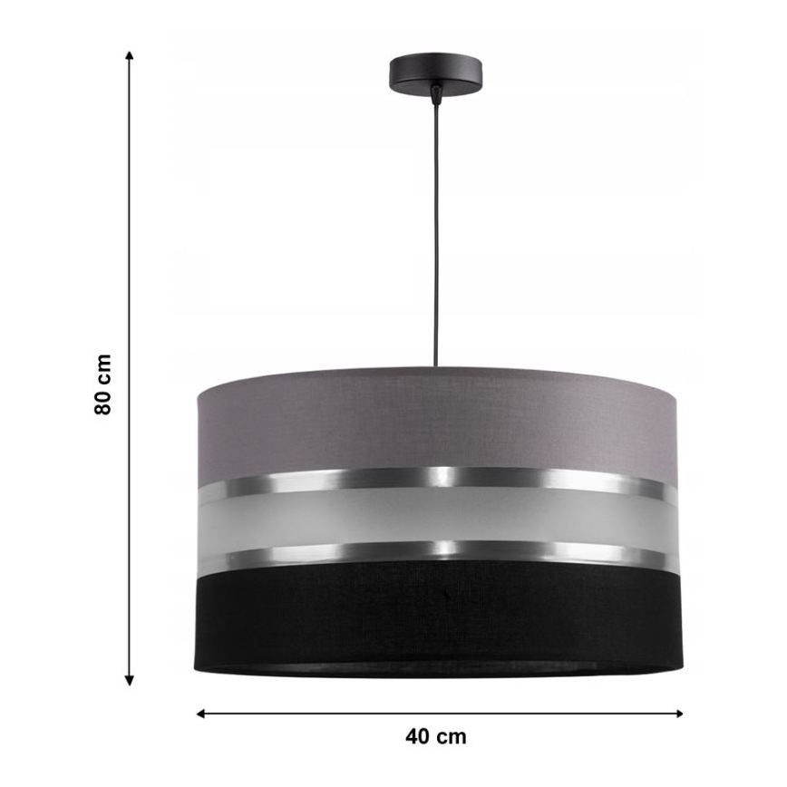 Lampadario a sospensione con filo CORAL 1xE27/60W/230V nero-grigio