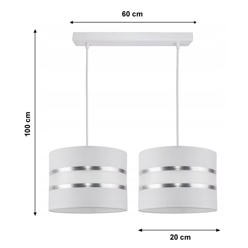 Lampadario a sospensione con filo CORAL 2xE27/60W/230V bianco