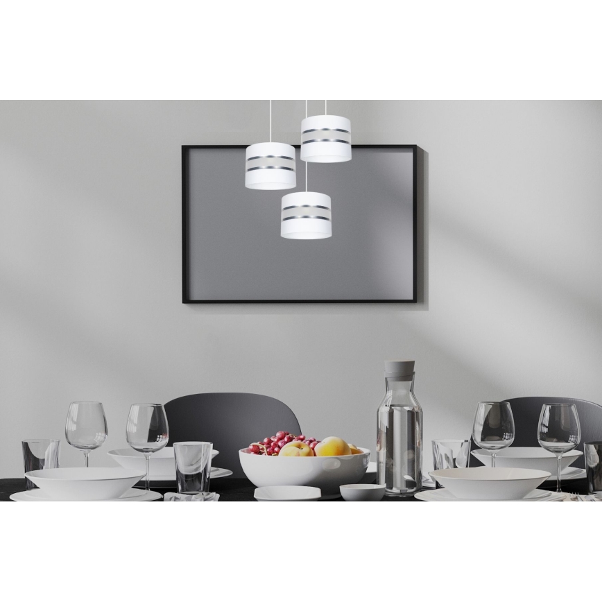 Lampadario a sospensione con filo CORAL 3xE27/60W/230V bianco/cromo opaco diametro 45 cm