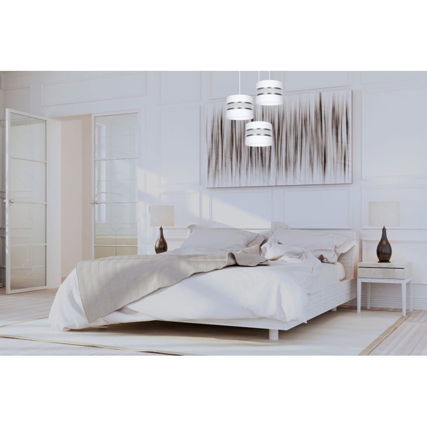 Lampadario a sospensione con filo CORAL 3xE27/60W/230V bianco/cromo opaco diametro 45 cm
