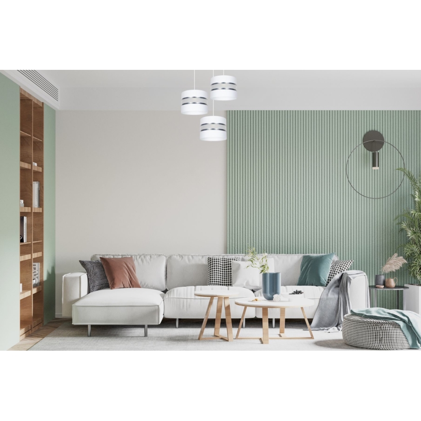 Lampadario a sospensione con filo CORAL 3xE27/60W/230V bianco/cromo opaco diametro 45 cm