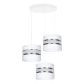 Lampadario a sospensione con filo CORAL 3xE27/60W/230V bianco/cromo opaco diametro 45 cm