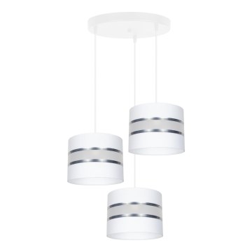 Lampadario a sospensione con filo CORAL 3xE27/60W/230V bianco/cromo opaco diametro 45 cm