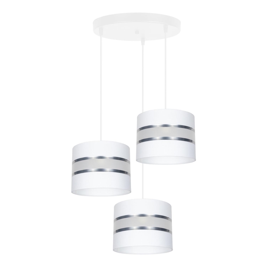 Lampadario a sospensione con filo CORAL 3xE27/60W/230V bianco/cromo opaco diametro 45 cm