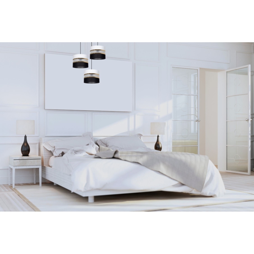 Lampadario a sospensione con filo CORAL 3xE27/60W/230V bianco e nero
