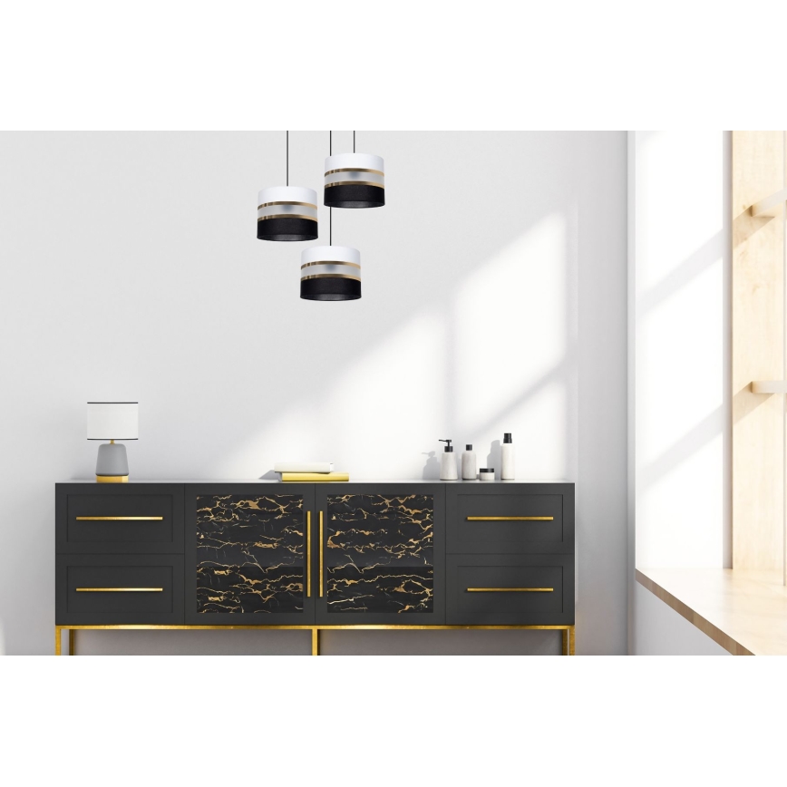 Lampadario a sospensione con filo CORAL 3xE27/60W/230V bianco e nero
