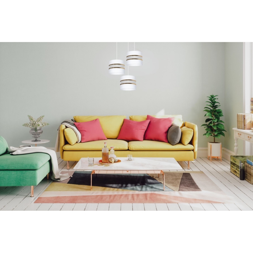 Lampadario a sospensione con filo CORAL 3xE27/60W/230V bianco
