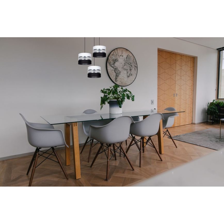 Lampadario a sospensione con filo CORAL 3xE27/60W/230V nero/bianco/cromo opaco diametro 45 cm