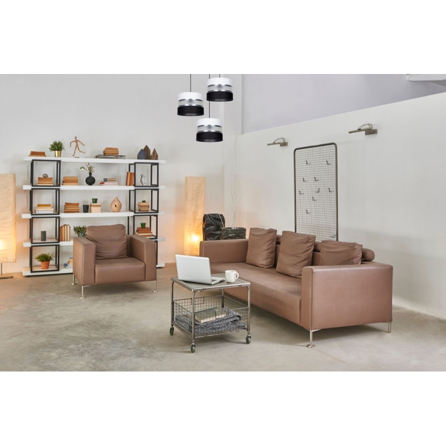 Lampadario a sospensione con filo CORAL 3xE27/60W/230V nero/bianco/cromo opaco diametro 45 cm