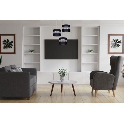 Lampadario a sospensione con filo CORAL 3xE27/60W/230V nero/cromo opaco diametro 45 cm