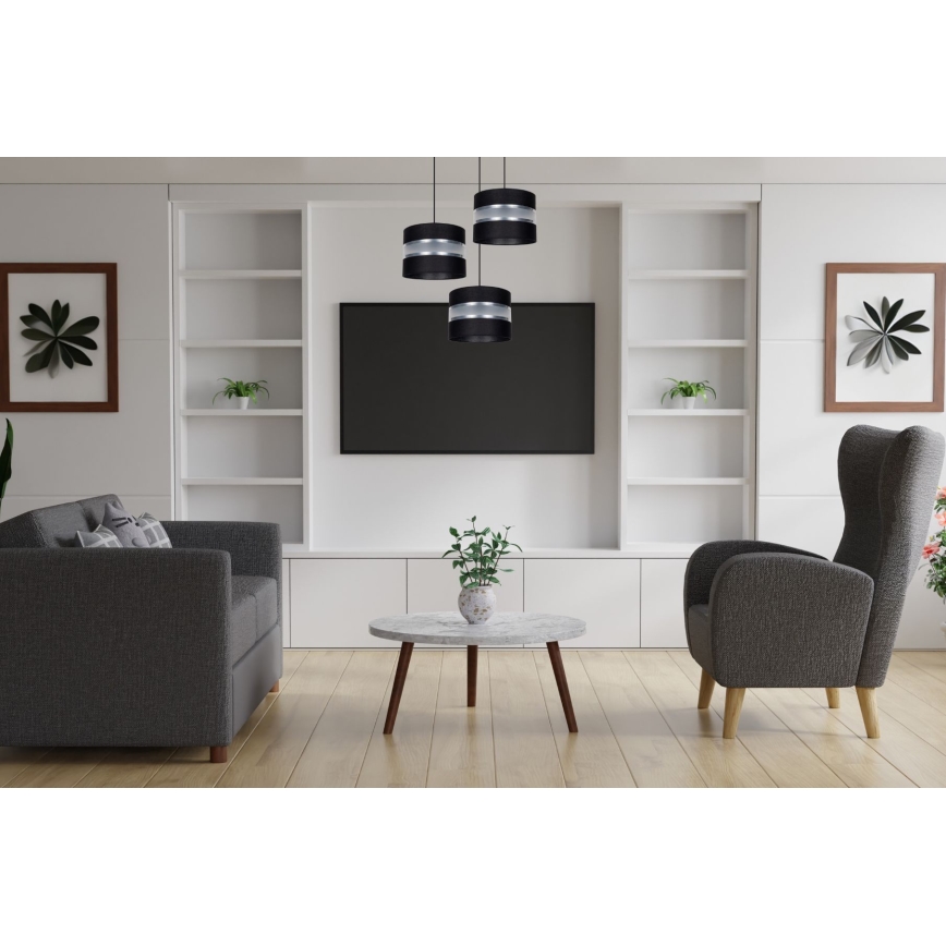 Lampadario a sospensione con filo CORAL 3xE27/60W/230V nero/cromo opaco diametro 45 cm