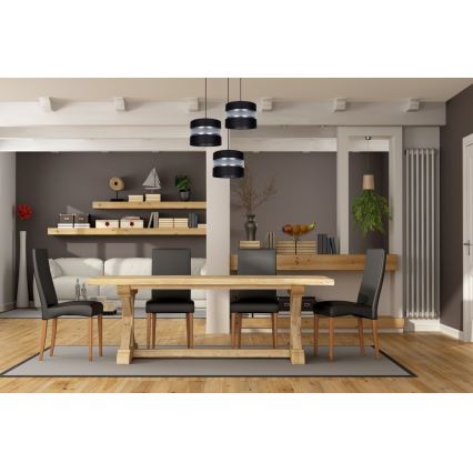 Lampadario a sospensione con filo CORAL 3xE27/60W/230V nero/cromo opaco diametro 45 cm