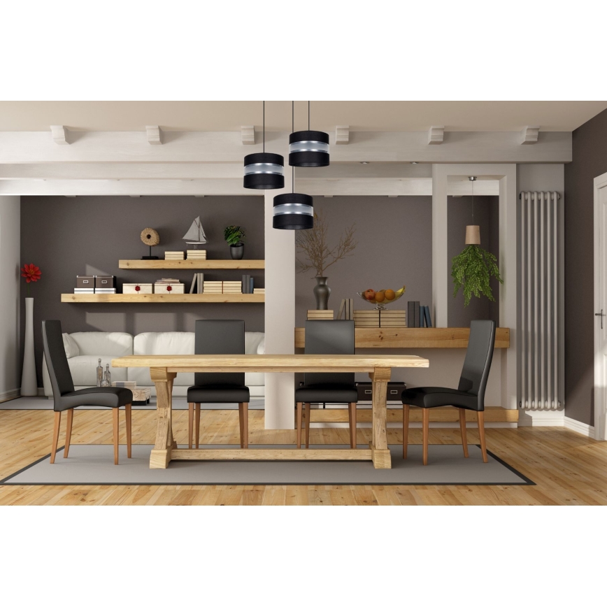 Lampadario a sospensione con filo CORAL 3xE27/60W/230V nero/cromo opaco diametro 45 cm