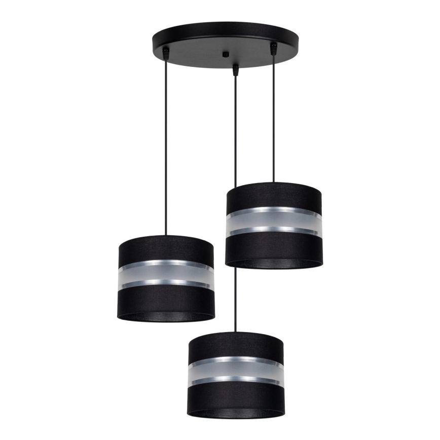 Lampadario a sospensione con filo CORAL 3xE27/60W/230V nero/cromo opaco diametro 45 cm