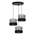 Lampadario a sospensione con filo CORAL 3xE27/60W/230V nero/grigio/cromo opaco diametro 45 cm