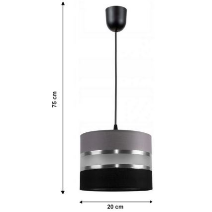 Lampadario a sospensione con filo CORAL S 1xE27/60W/230V nero-grigio